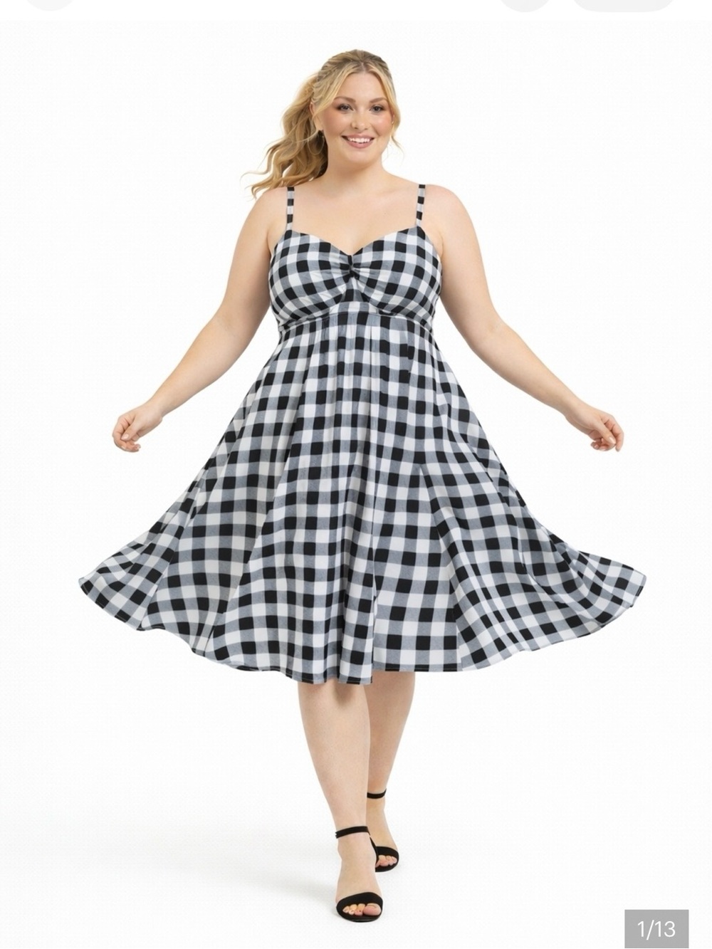 Retro inspired Torrid Black & White Gingham Fit-and-Flare Sundress